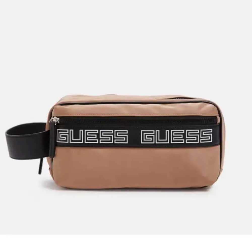 GUESS Black and Tan Toiletry Bag